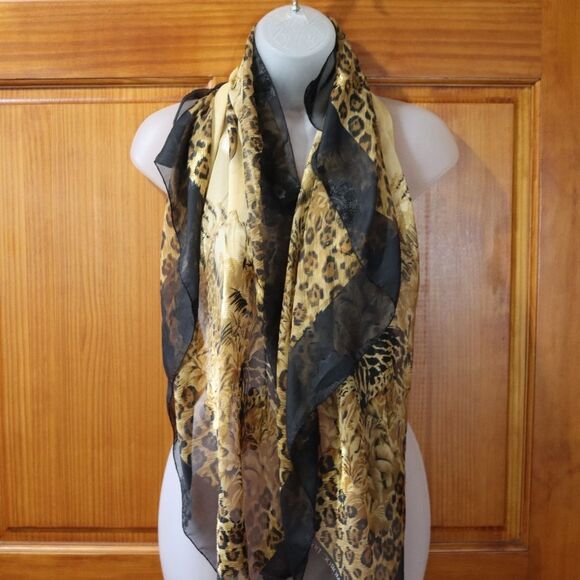 Boch Morac Tiger Sheer Animal Print Carol Baskin Tiger King Old Money Scarf - Picture 11 of 12
